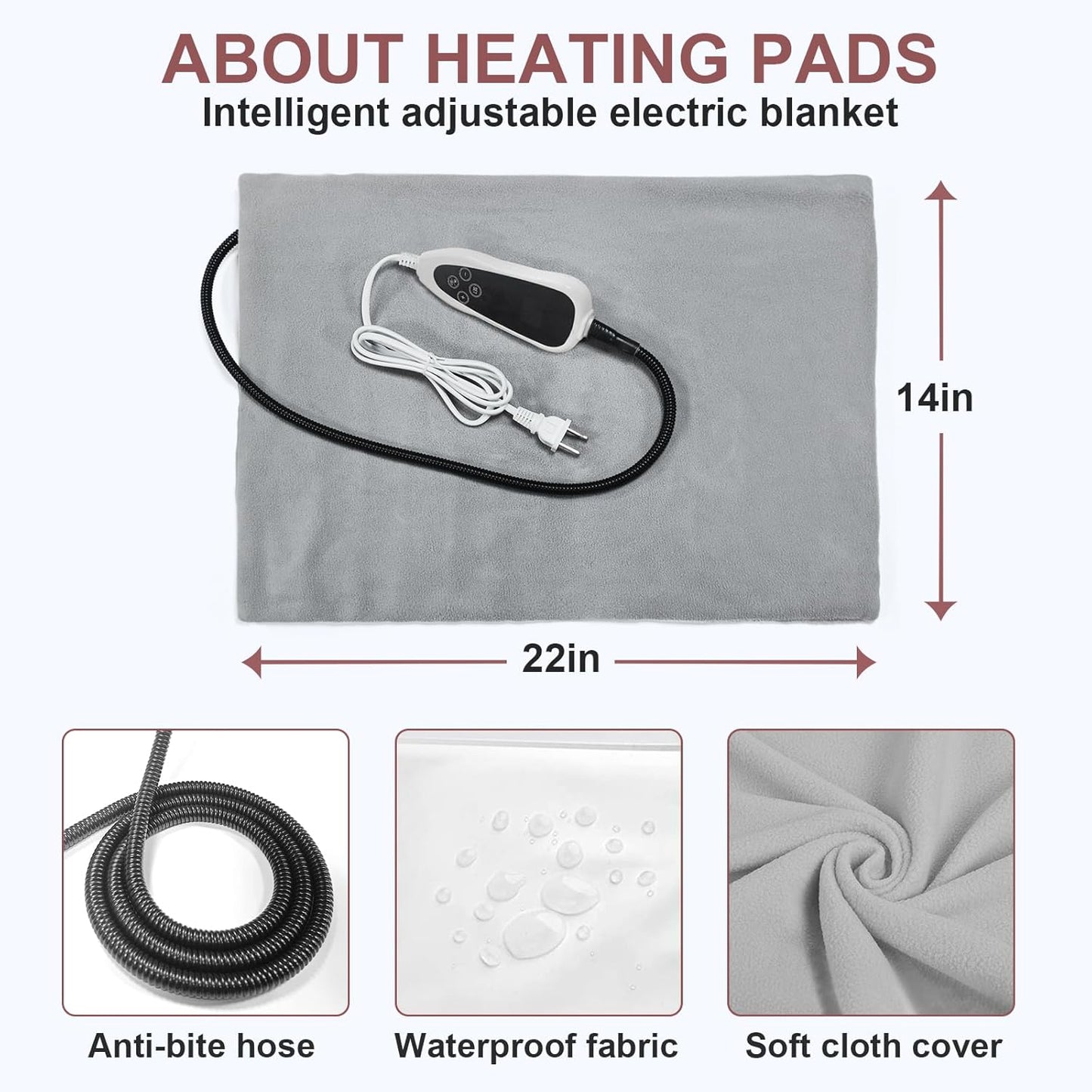 16-inch Round Cat Heating Pad – Waterproof Heated Bed with Smart Thermostat, Adjustable Temperature, Stability Rope, and Paw Print Pattern