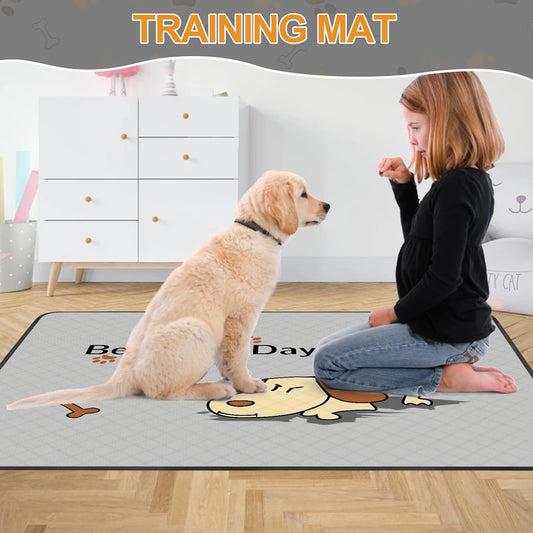 2-Pack Washable Dog Pee Pads (47x32in) – Super Absorbent, Thick, Reusable with Non-Slip Backing to Prevent Leaks – Ideal for Puppy Playpens, Crates, Whelping Boxes, and Potty Training – Grey