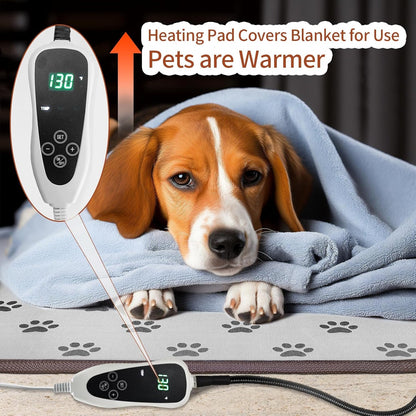 Waterproof Dog Heating Pad (28x18in) with Smart Thermostat – Heated Pet Bed for Whelping, Featuring Stability Wire Rope and Paw Print Design Puppy Heating Mat